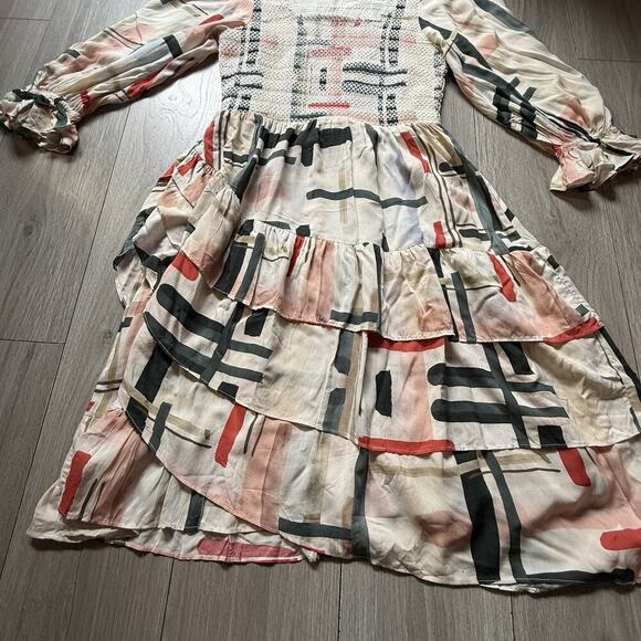 Jessakae Smocked puff Sleeve Quality Midi Dress Large Prairie core Cottage core - Picture 4 of 14